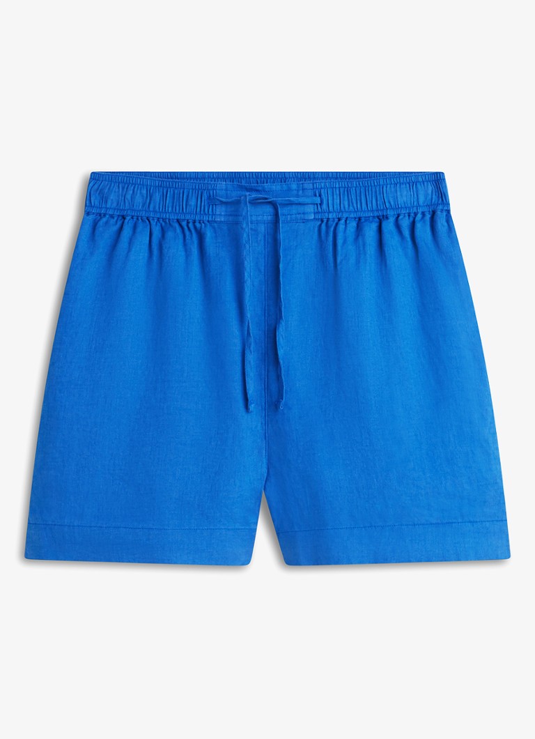 Tommy Hilfiger Dames Loose fit korte broek van linnen met print en steekzakken in de kleur Blauw