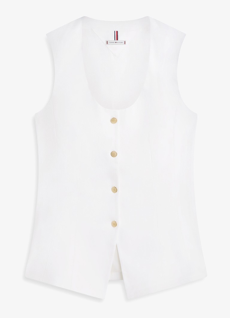 Tommy Hilfiger Dames Gilet in linnenblend in de kleur Wit