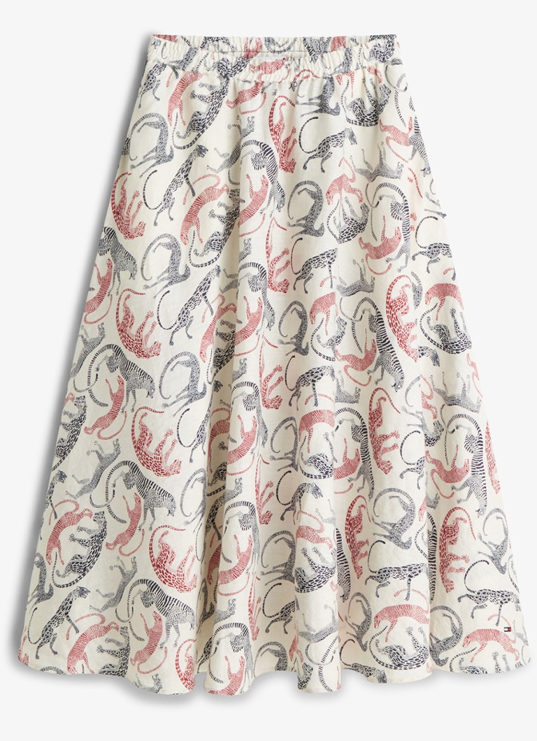 Tommy Hilfiger Dames Midi rok met dierenprint in de kleur Multicolor