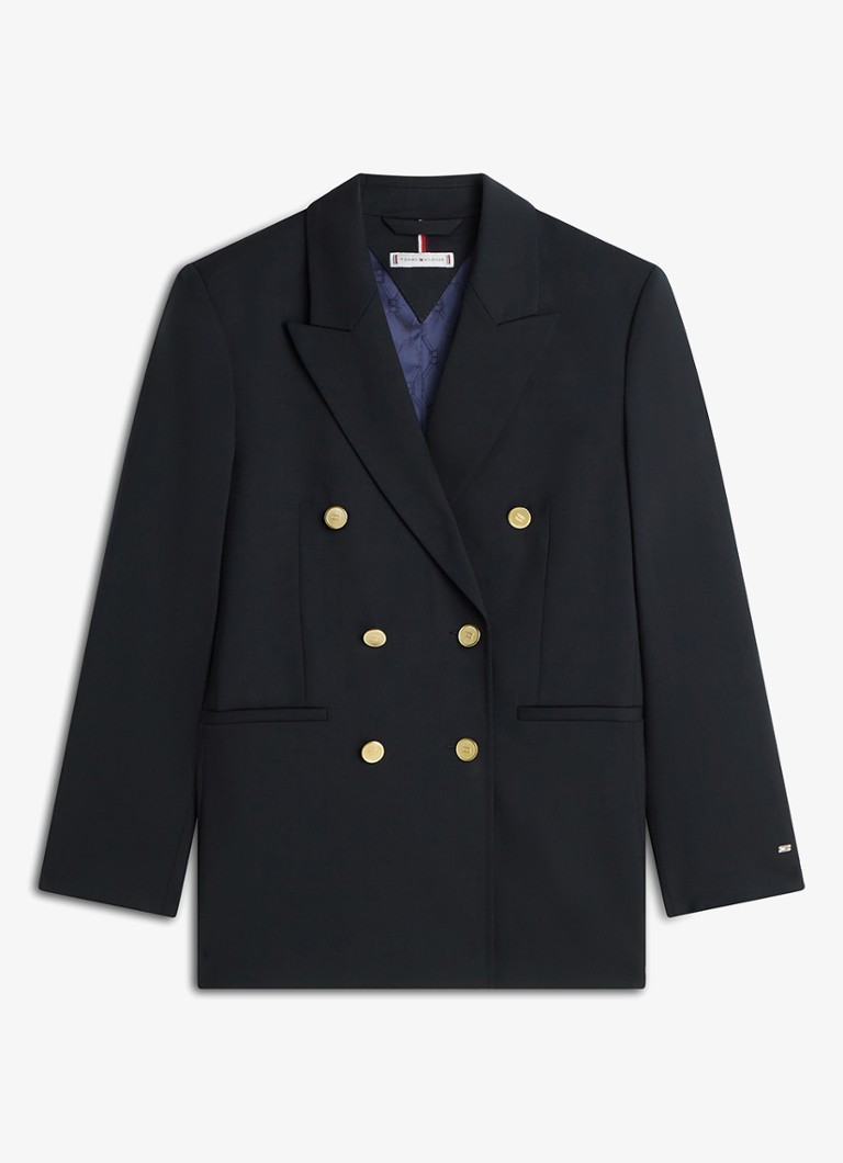Tommy Hilfiger Dames Blazer in wolblend in de kleur Donkerblauw
