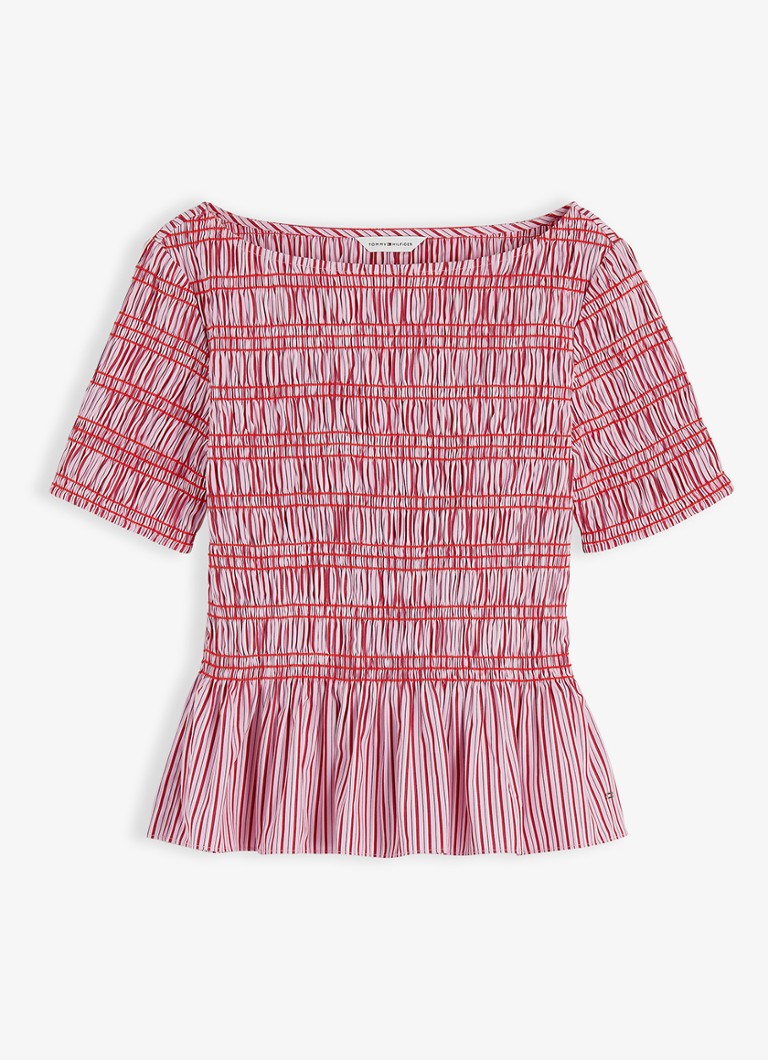 Tommy Hilfiger Dames Top met peplum en streepprint in de kleur Roze
