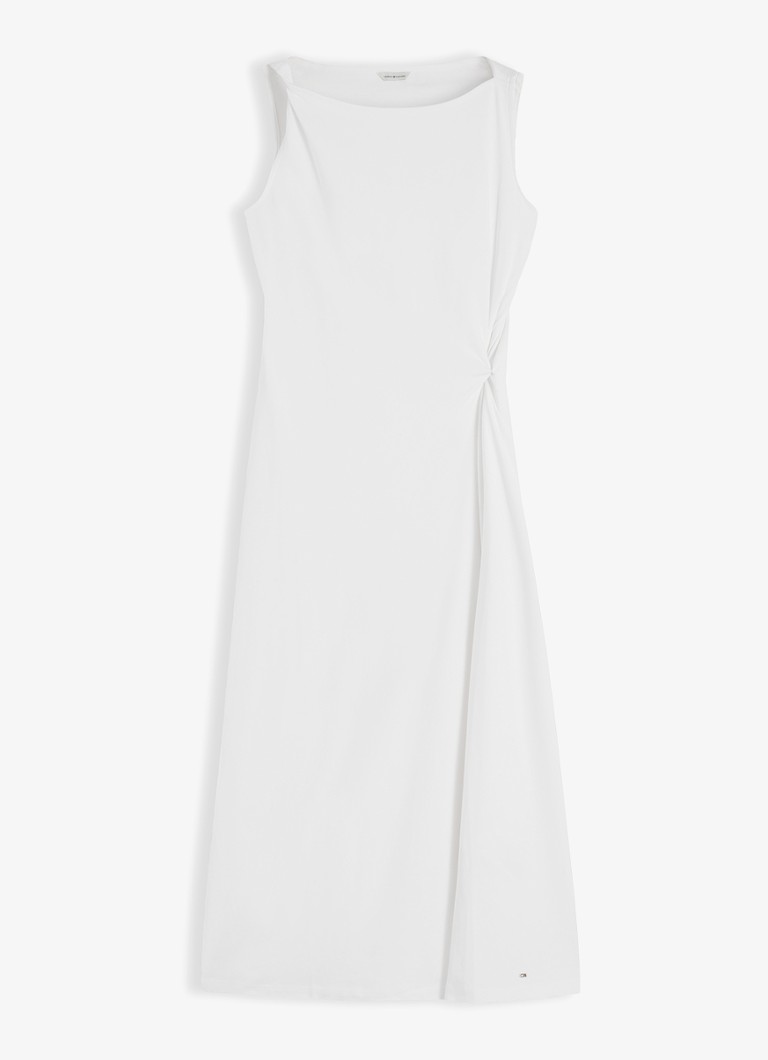 Tommy Hilfiger Dames Midi jurk met geknoopt detail in de kleur Gebroken wit