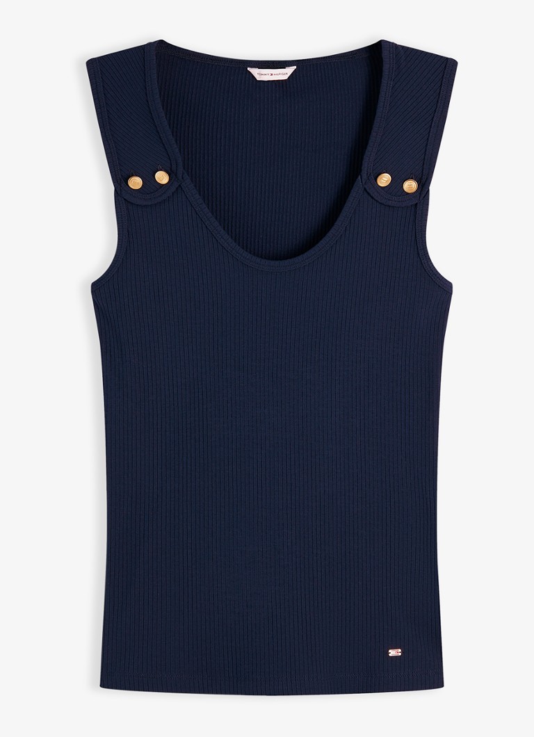 Tommy Hilfiger Dames Tanktop met ribstructuur in de kleur Donkerblauw