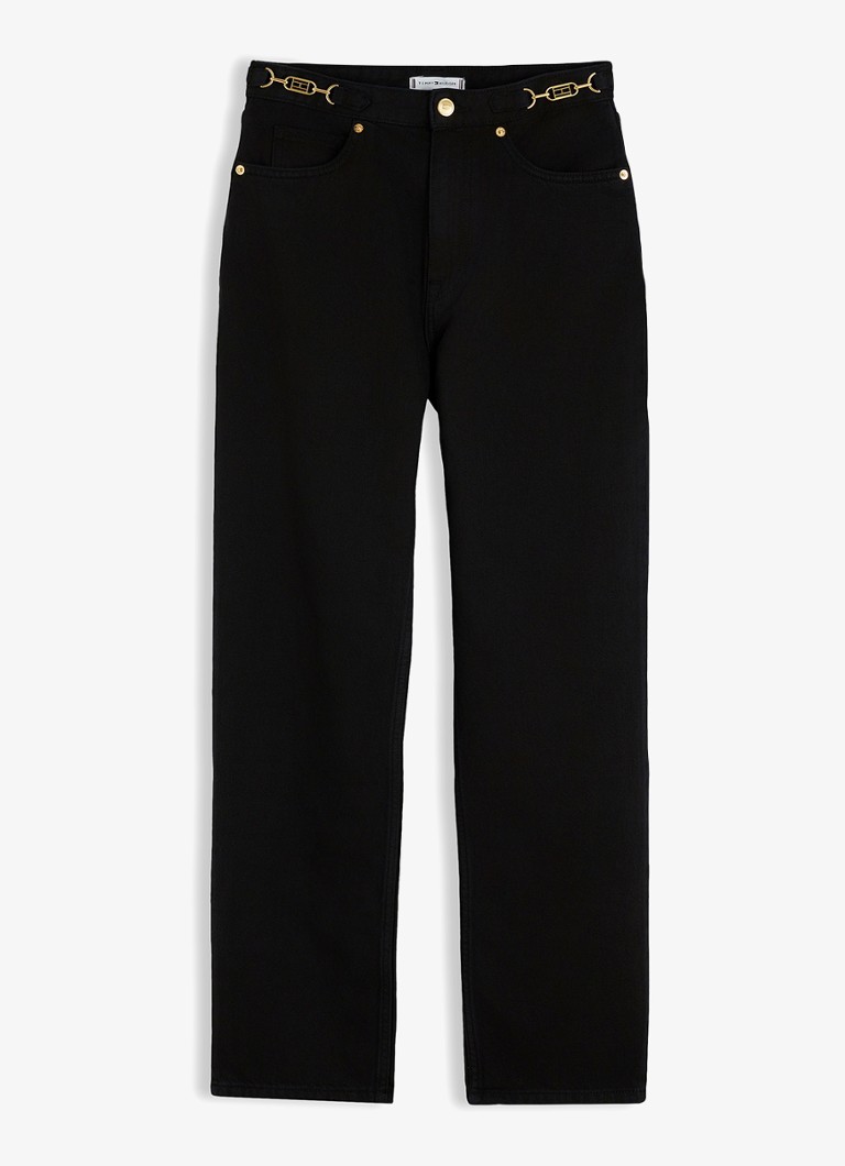 Tommy Hilfiger Dames High waist tapered fit jeans met steekzakken in de kleur Zwart