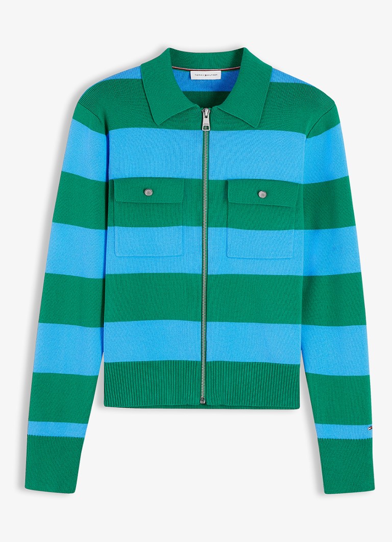 Tommy Hilfiger Dames Ribgebreid vest met streepprint in de kleur Blauw