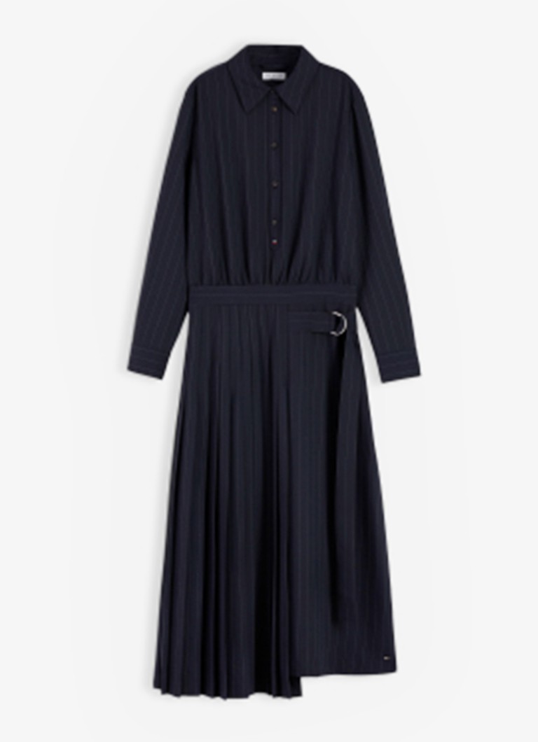 Tommy Hilfiger Dames Midi blouse jurk met streepprint in de kleur Donkerblauw