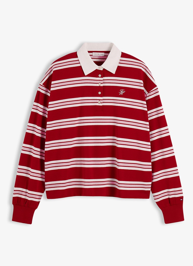 Tommy Hilfiger Dames Longsleeve met streepprint in de kleur Rood