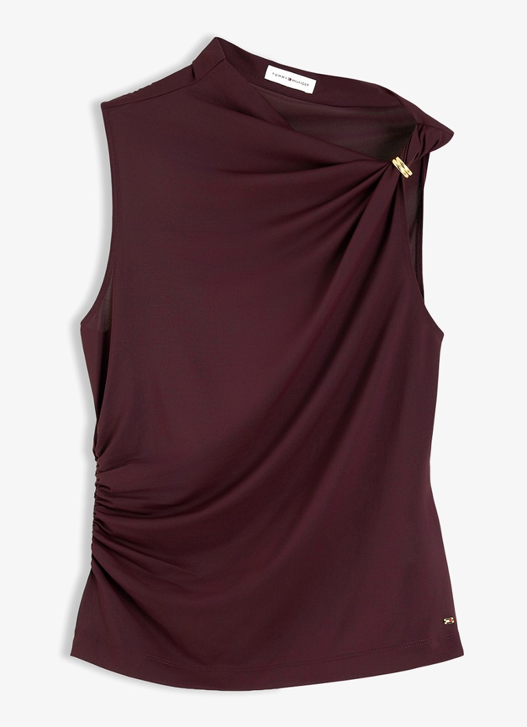 Tommy Hilfiger Dames Mouwloze top van crêpe in de kleur Bordeauxrood