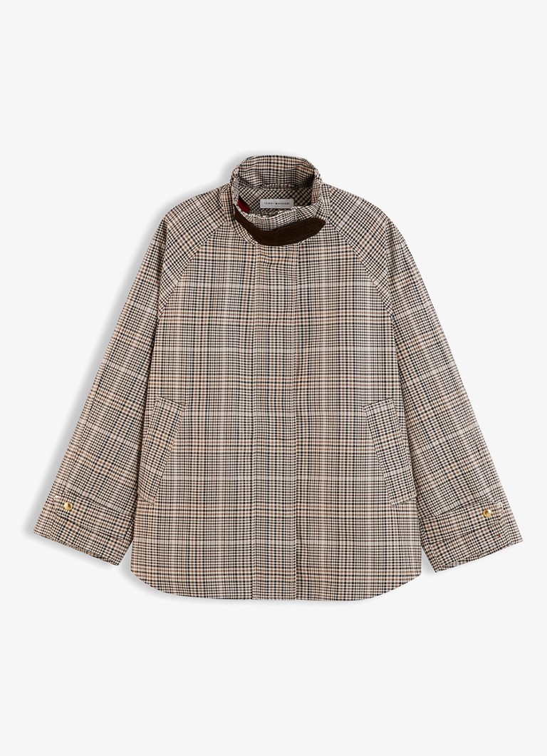 Tommy Hilfiger Dames Regenjas met ruitdessin in de kleur Donkerbeige