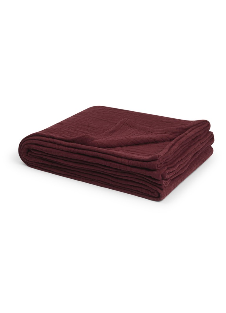 Yumeko Mousseline bedsprei van gewassen linnen 200 x 230 cm Bordeauxrood - Deal