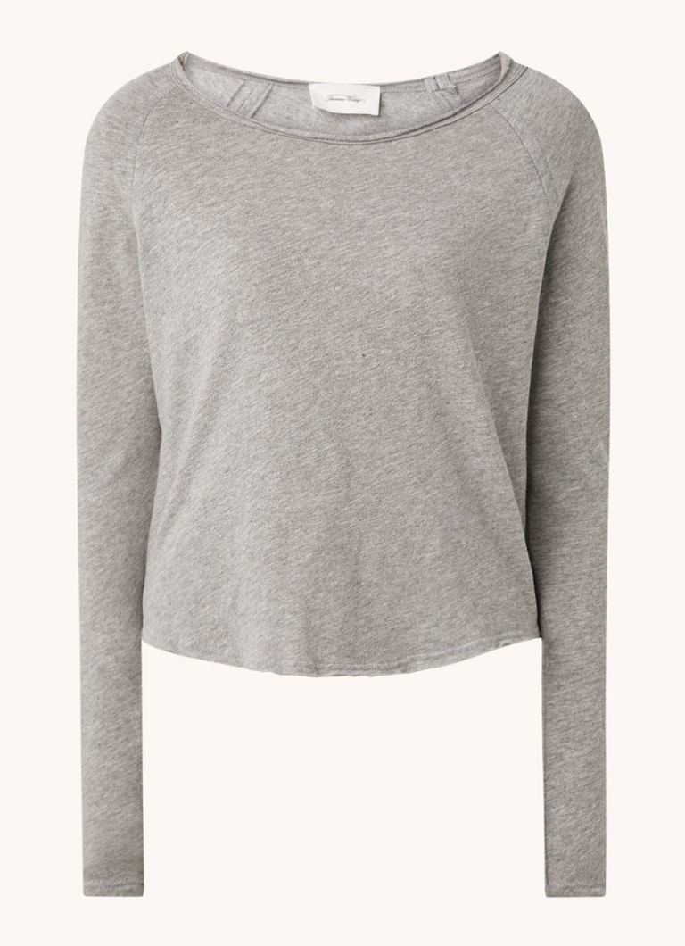 American Vintage Dames Sonoma longsleeve met boothals in de kleur Grijsmele, maat: M