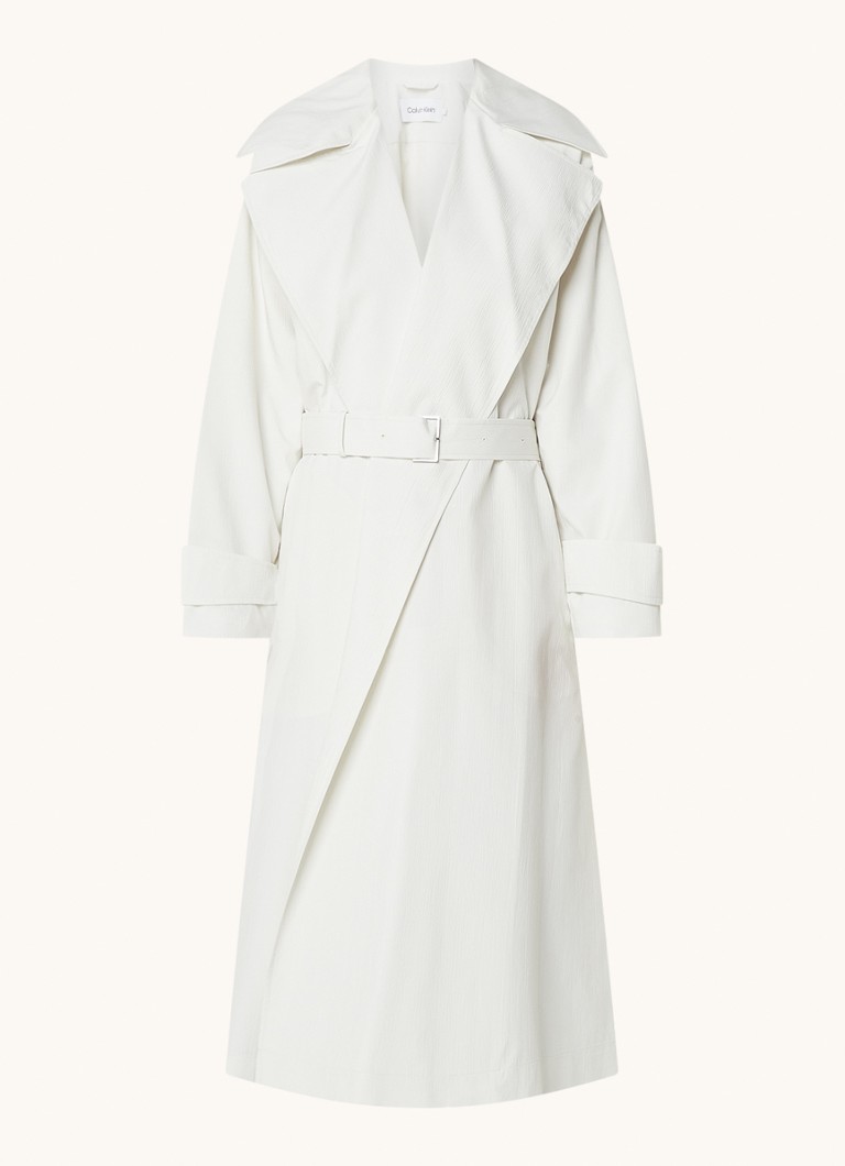 Calvin Klein Dames Oversized trenchcoat met steekzakken in de kleur Gebroken wit