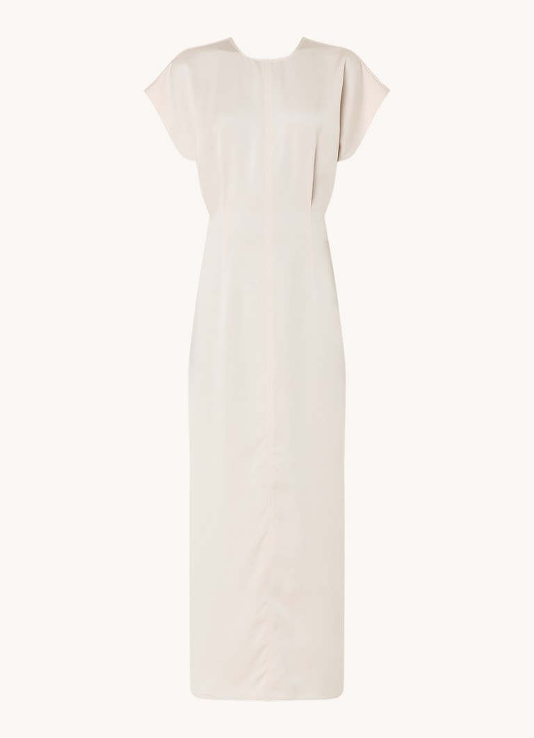 Calvin Klein Dames Maxi jurk van satijn met split in de kleur Creme