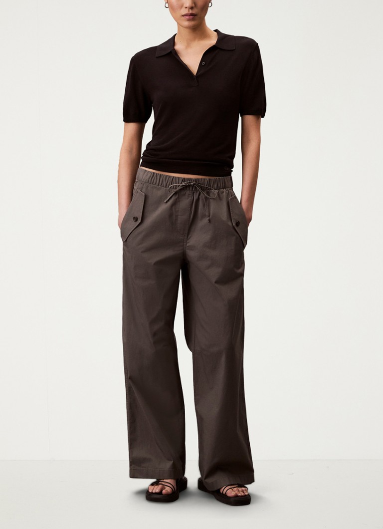 Calvin Klein Dames Mid waist wide fit cargobroek met steekzakken in de kleur Donkergrijs