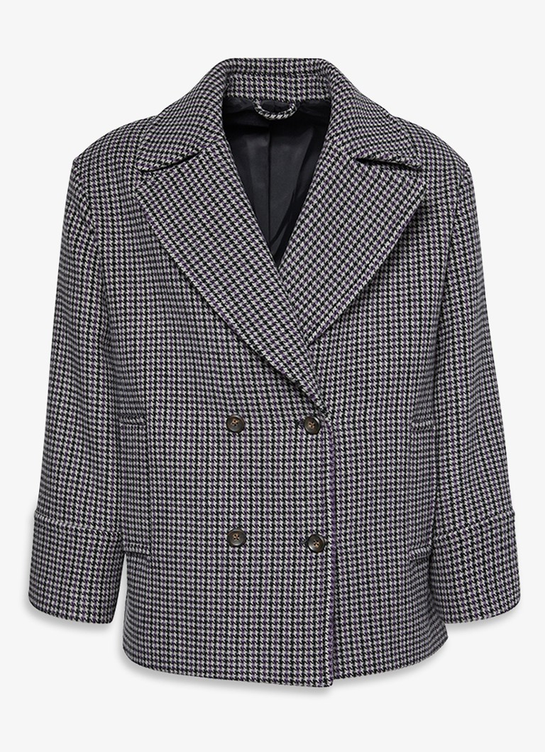 Calvin Klein Dames Double-breasted mantel met pied-de-poule dessin in de kleur Grijs
