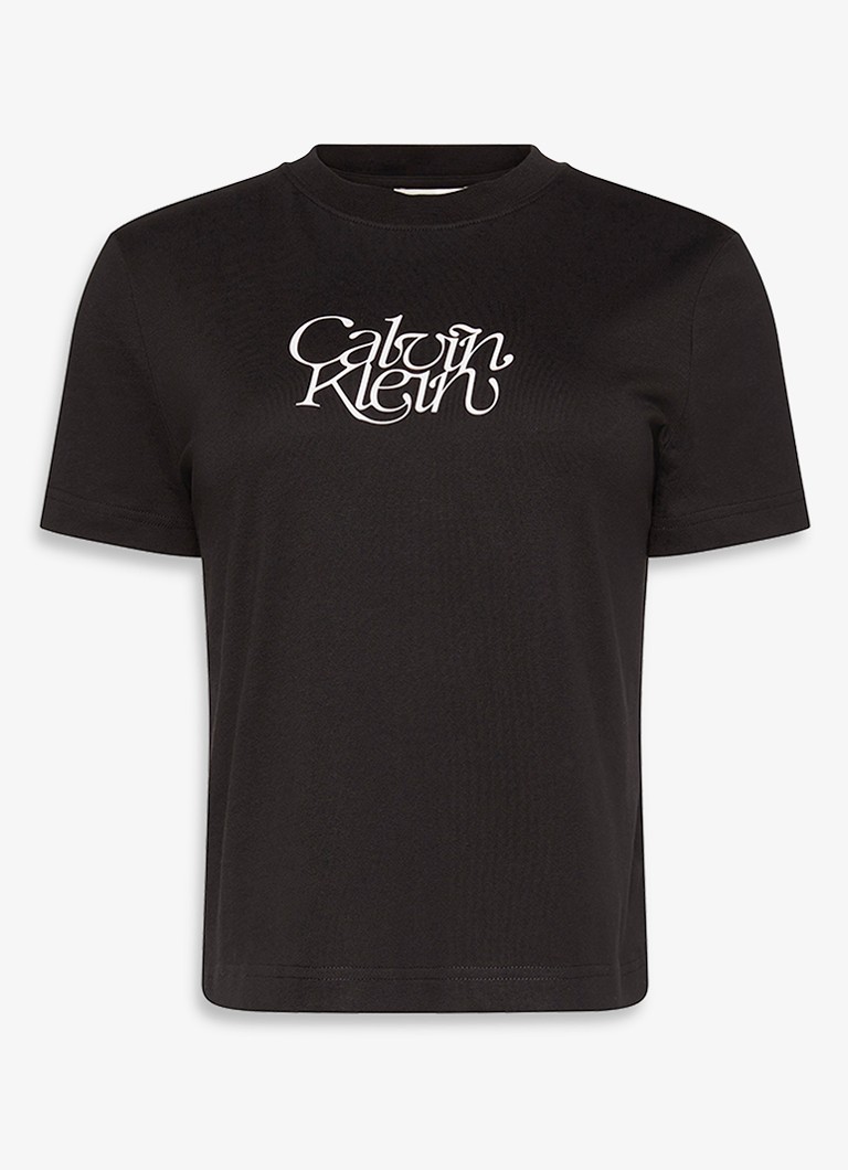 Calvin Klein Dames T-shirt met logoprint in de kleur Zwart