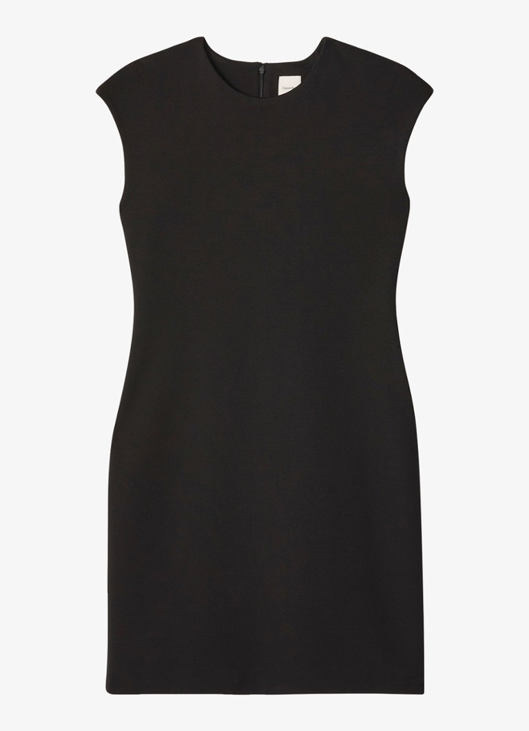 Calvin Klein Dames Mini kokerjurk met ronde hals in de kleur Zwart