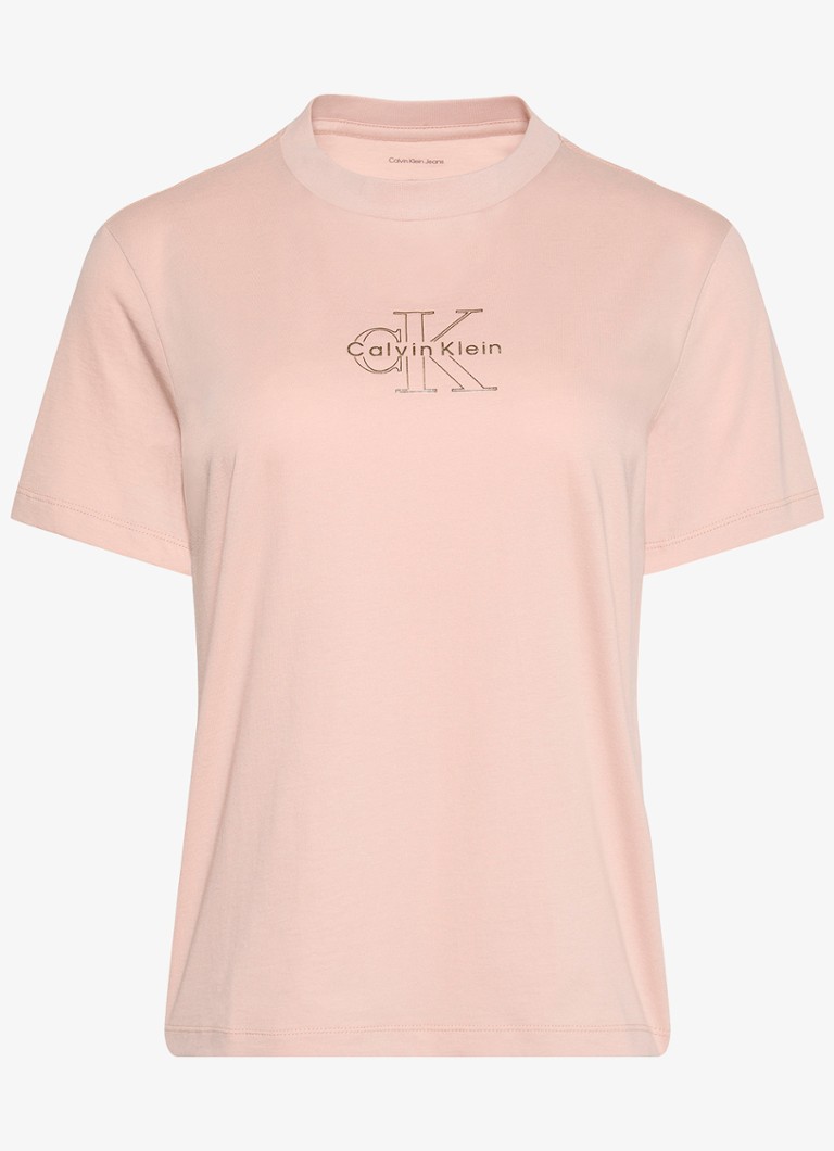 Calvin Klein Dames T-shirt met logoborduring in de kleur Roze