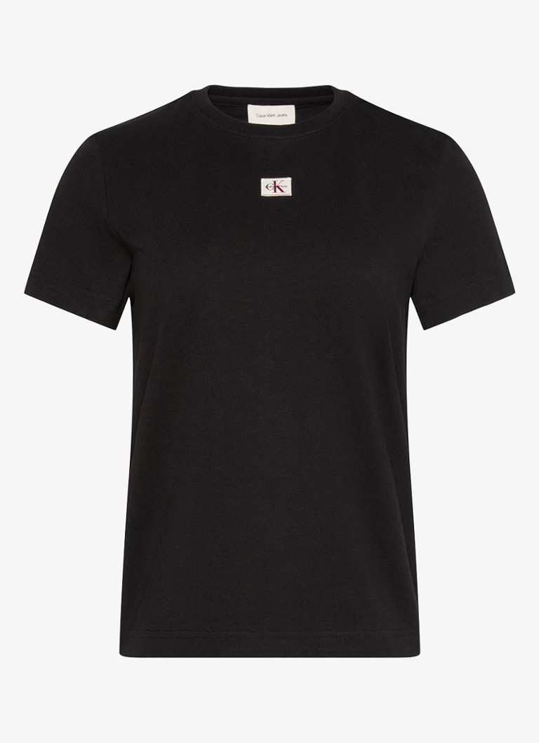 Calvin Klein Dames T-shirt met logo in de kleur Zwart