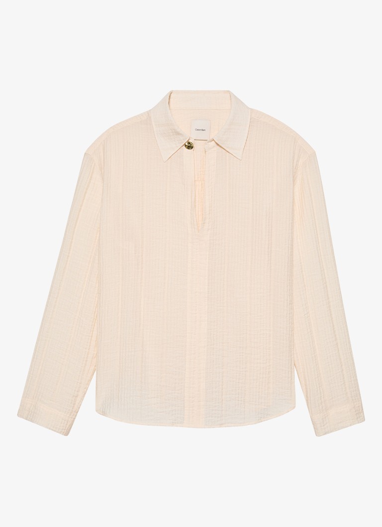 Calvin Klein Dames Sheer tuniek met structuur in de kleur Creme