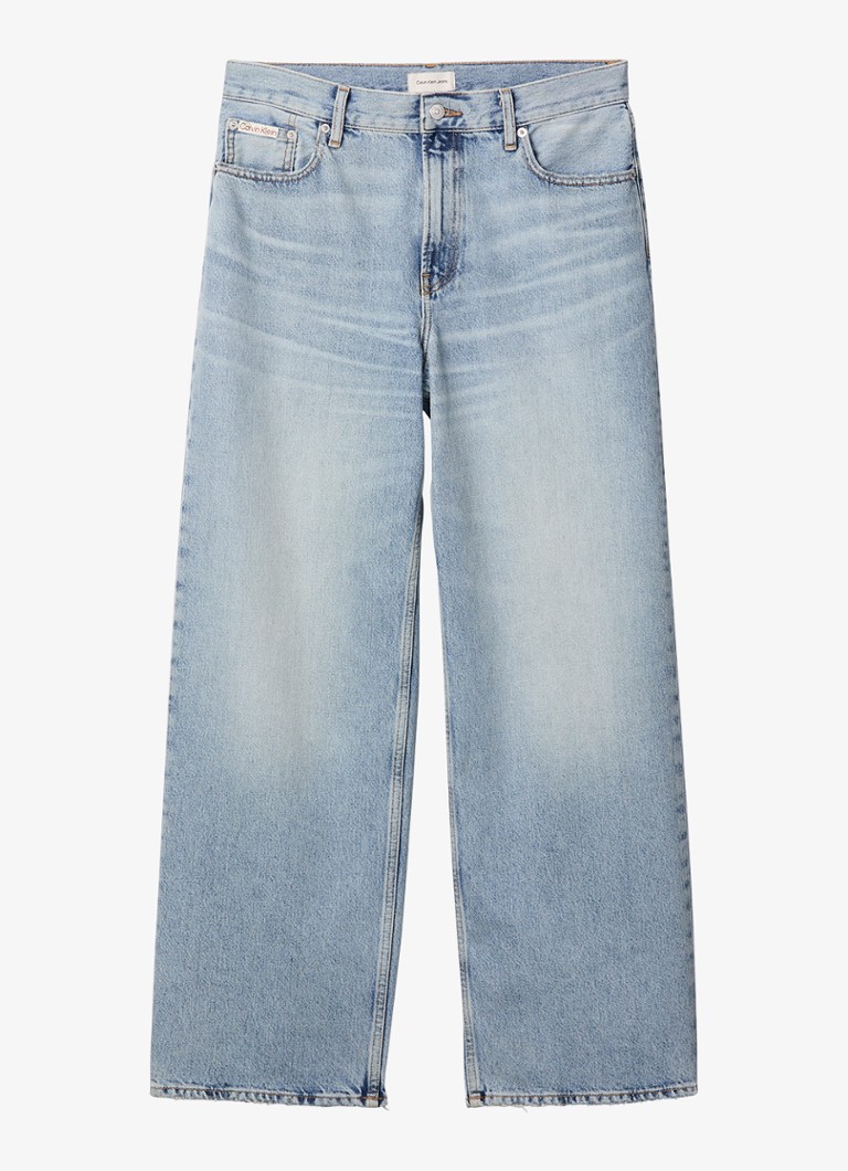 Calvin Klein Dames Mid waist straight fit jeans met lichte wassing in de kleur Denim