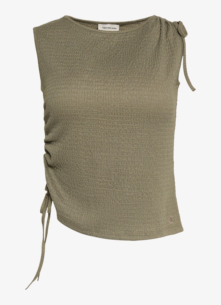 Calvin Klein Dames Top met structuur in de kleur Olijfgroen