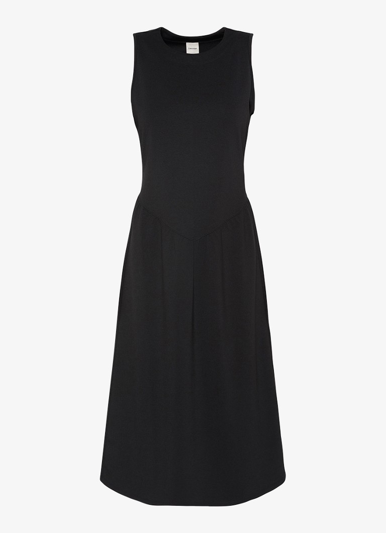 Calvin Klein Dames Midi jurk met plooien in de kleur Zwart