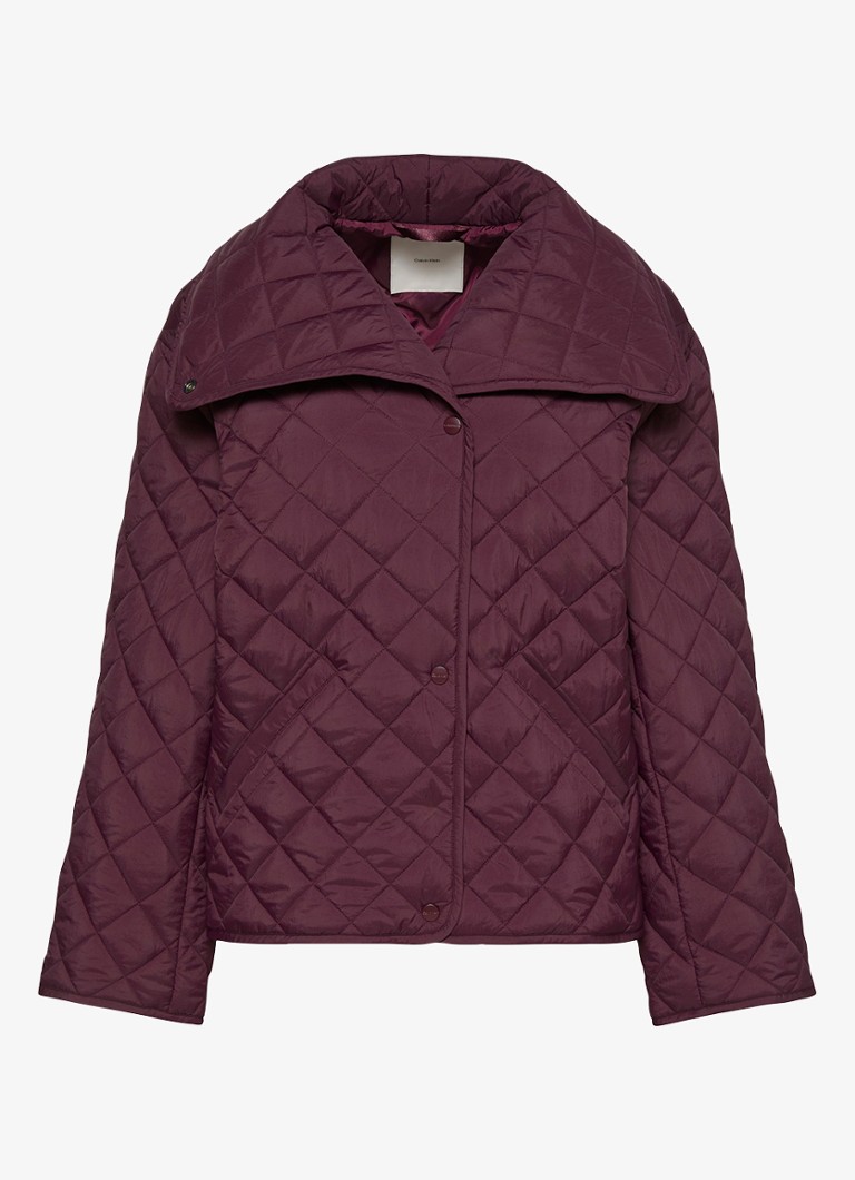Calvin Klein Dames Jack met quilt patroon en paspelzakken in de kleur Bordeauxrood
