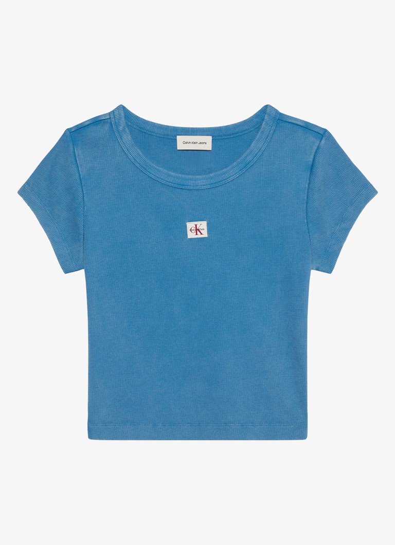 Calvin Klein Dames T-shirt met verwassen afwerking in de kleur Blauw