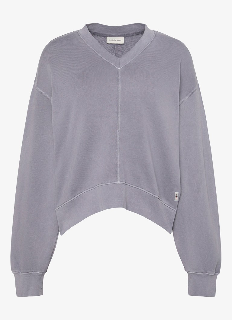 Calvin Klein Dames Sweater met logoborduring in de kleur Grijs