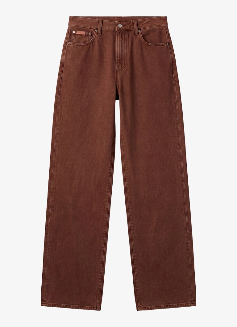 Calvin Klein Dames High waist wide fit jeans met steekzakken in de kleur Kastanjebruin