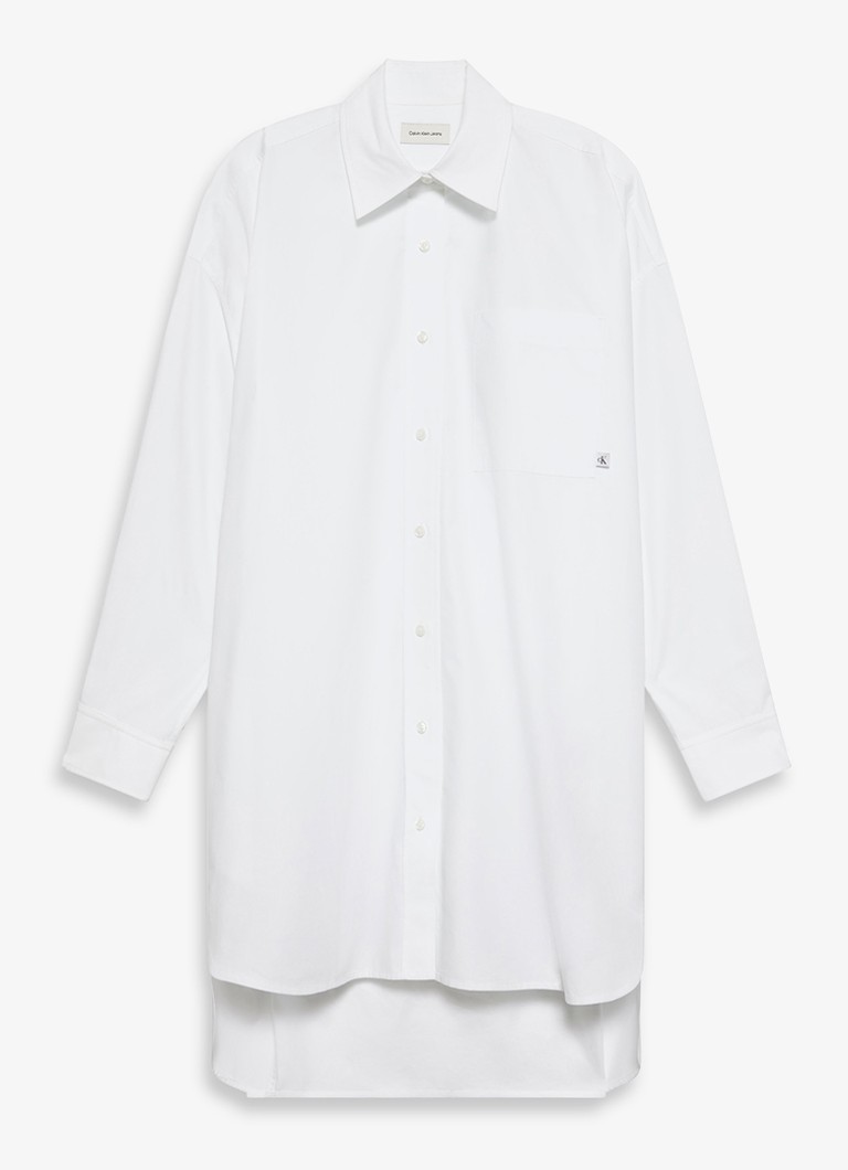 Calvin Klein Dames Midi blousejurk met steekzakken in de kleur Gebroken wit