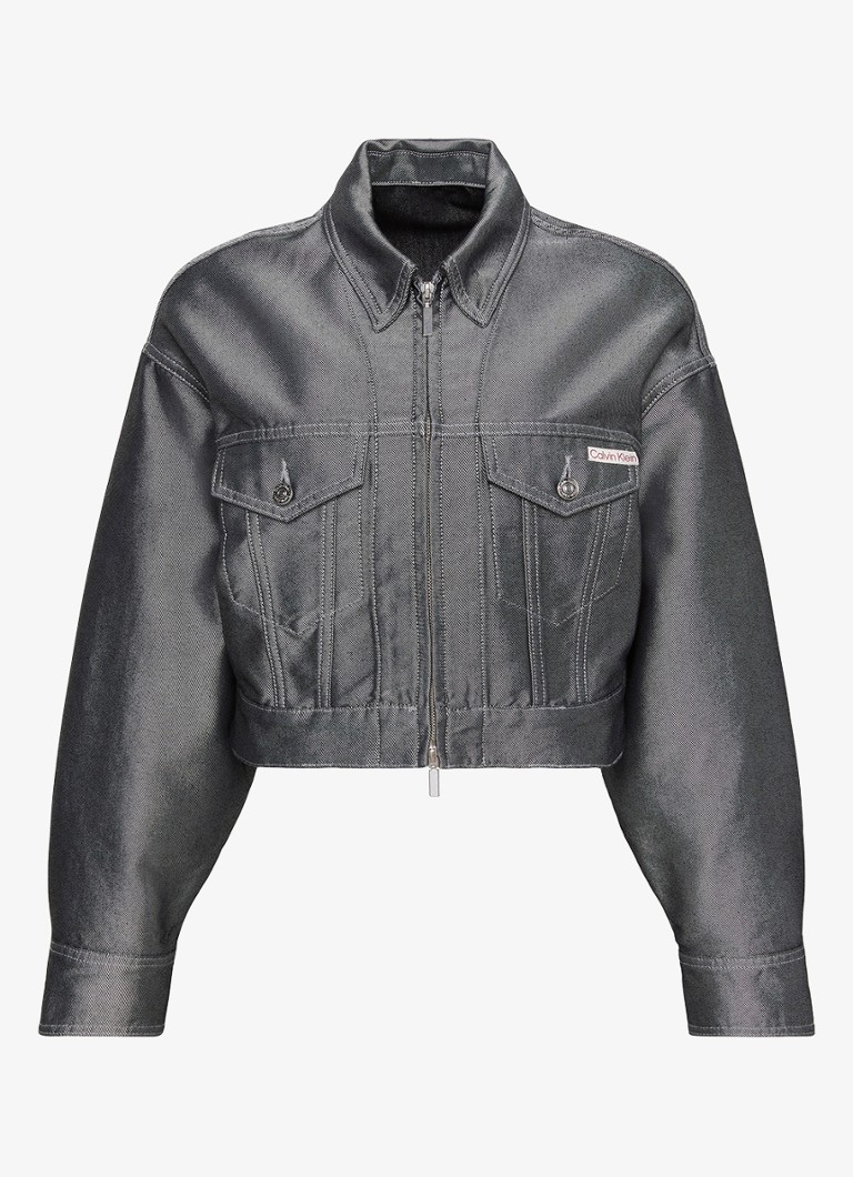 Calvin Klein Dames Bomber jack van denim in de kleur Grijs