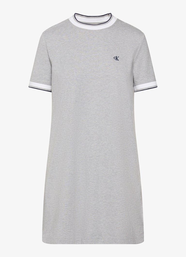 Calvin Klein Dames Mini jurk met logo in de kleur Grijs