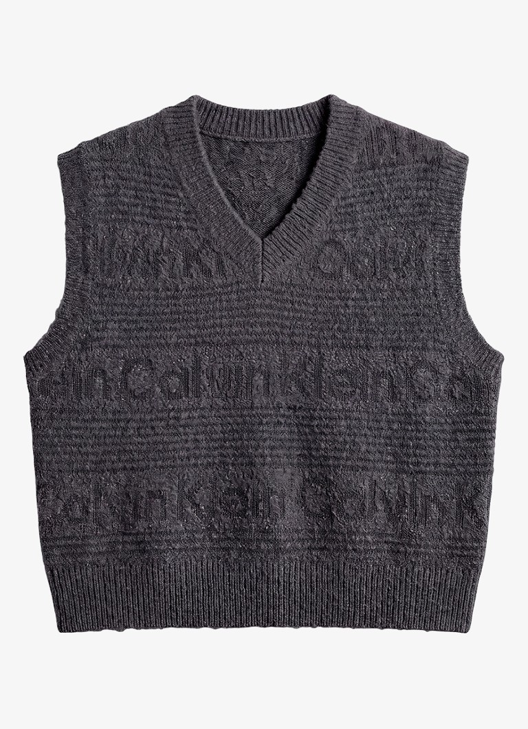 Calvin Klein Dames Spencer in wolblend met logoprint in de kleur Paars