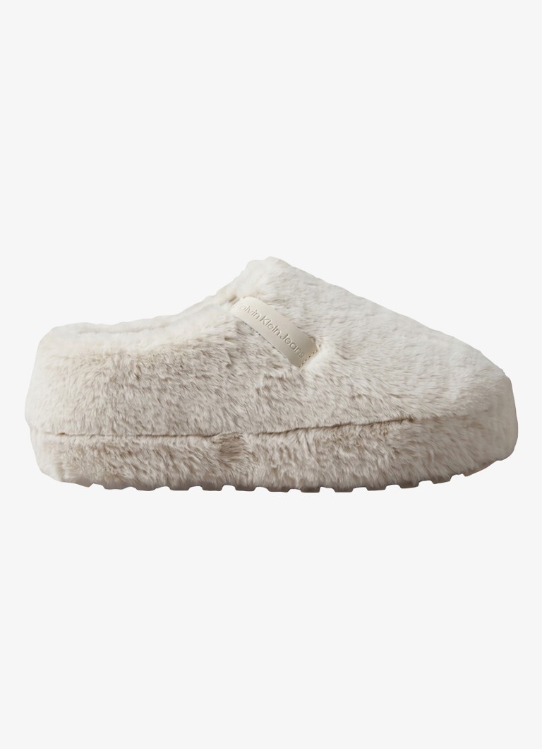 Calvin Klein Dames Pantoffel met logo in de kleur Wit