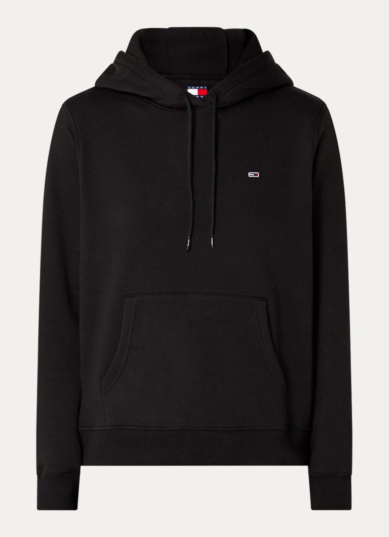 Tommy Hilfiger Dames Hoodie met kangoeroezak en logo in de kleur Zwart