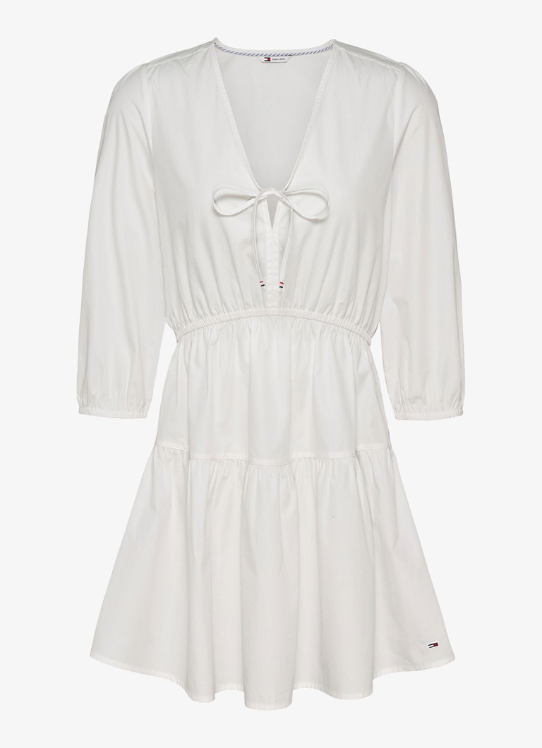 Tommy Hilfiger Dames Poplin mini blousejurk van katoen in de kleur Wit