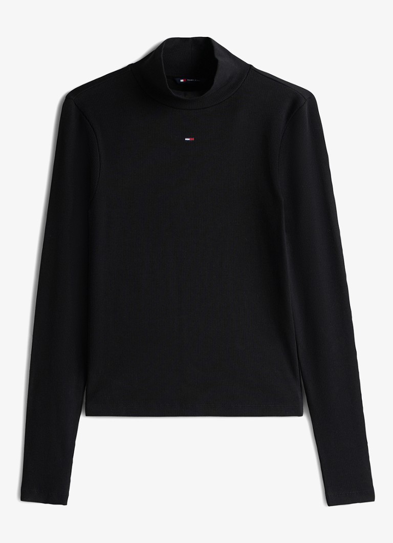 Tommy Hilfiger Dames Longsleeve met col in de kleur Zwart