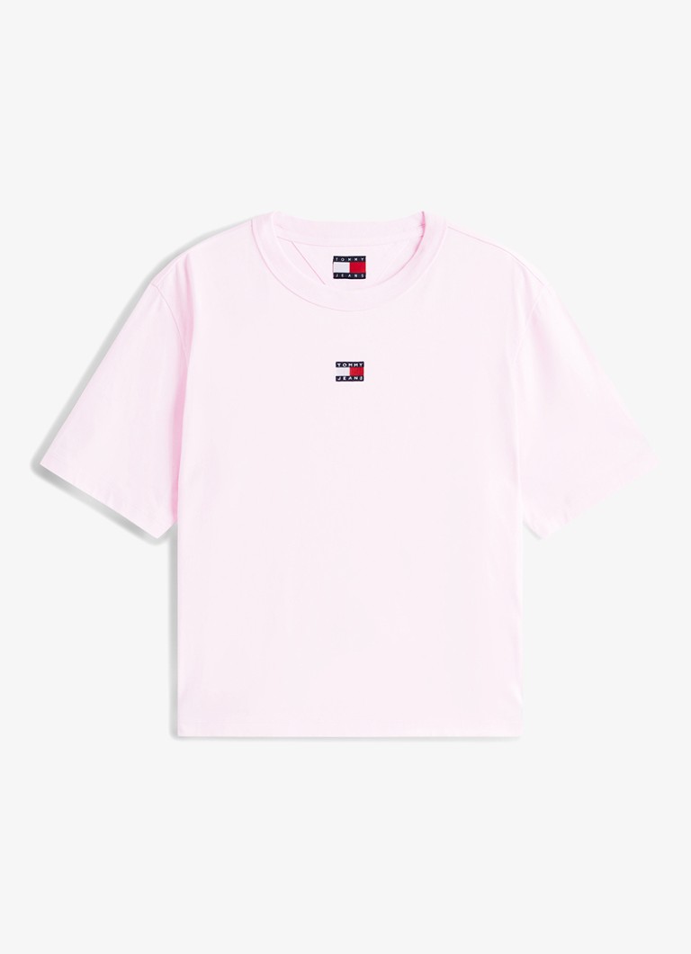 Tommy Hilfiger Dames T-shirt met logo in de kleur Lichtroze