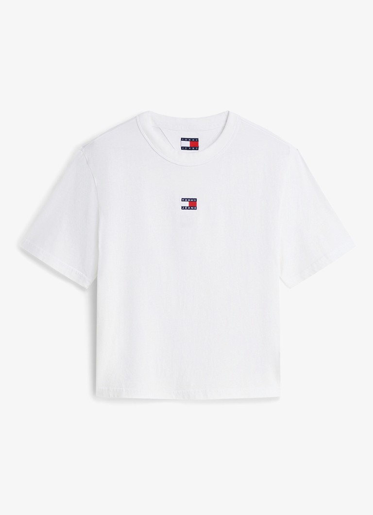 Tommy Hilfiger Dames T-shirt met logo in de kleur Gebroken wit