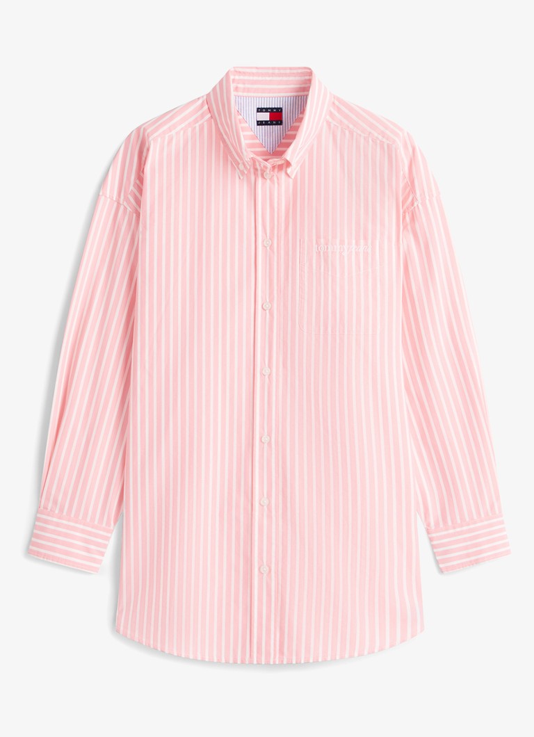 Tommy Hilfiger Dames Blouse met streepprint en borstzak in de kleur Roze