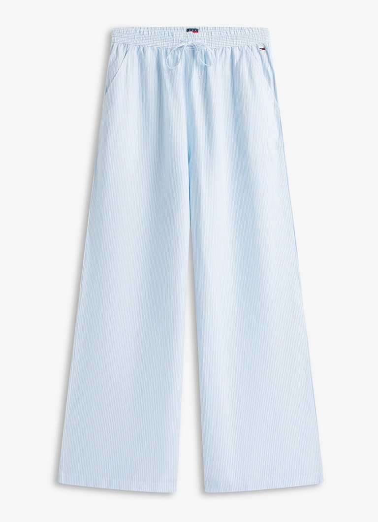 Tommy Hilfiger Dames High waist wide fit broek met trekkoord in de kleur Lichtblauw