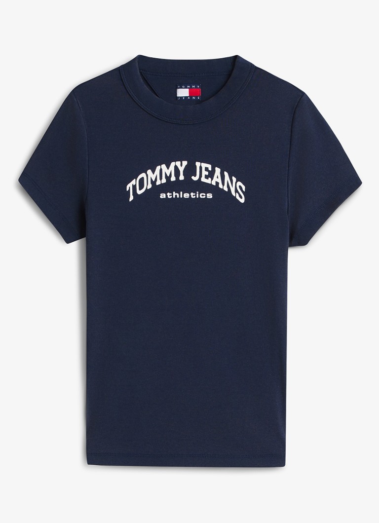 Tommy Hilfiger Dames T-shirt met logo in de kleur Donkerblauw