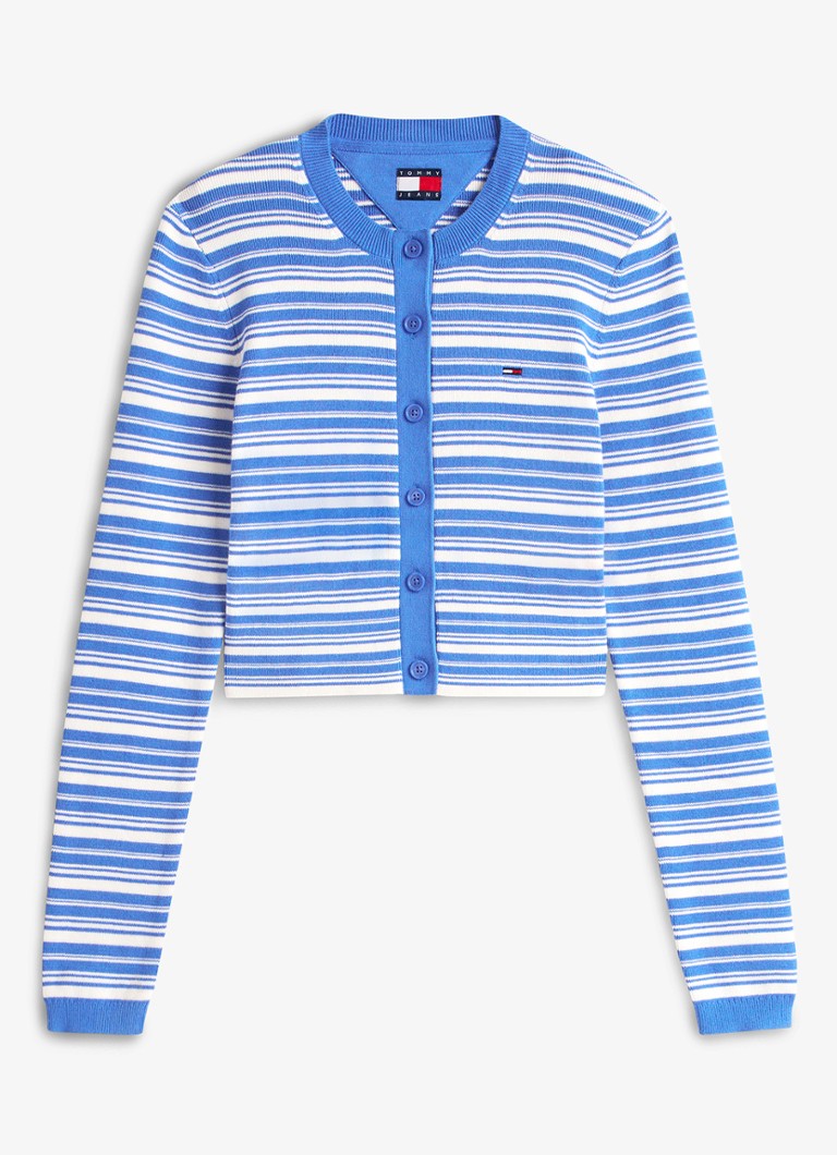 Tommy Hilfiger Dames Fijngebreid vest met streepprint in de kleur Blauw