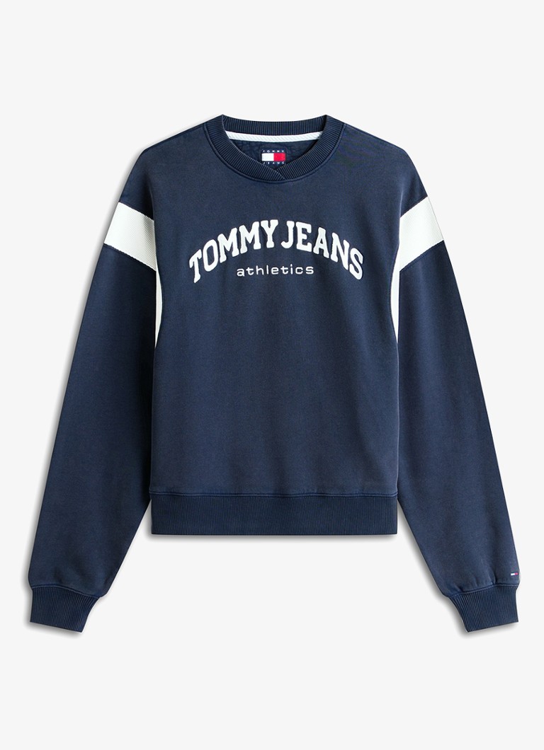 Tommy Hilfiger Dames Sweater met logo in de kleur Donkerblauw