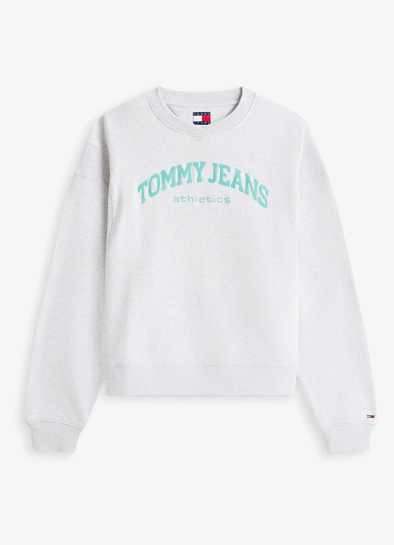 Tommy Hilfiger Dames Sweater met logo in de kleur Grijs
