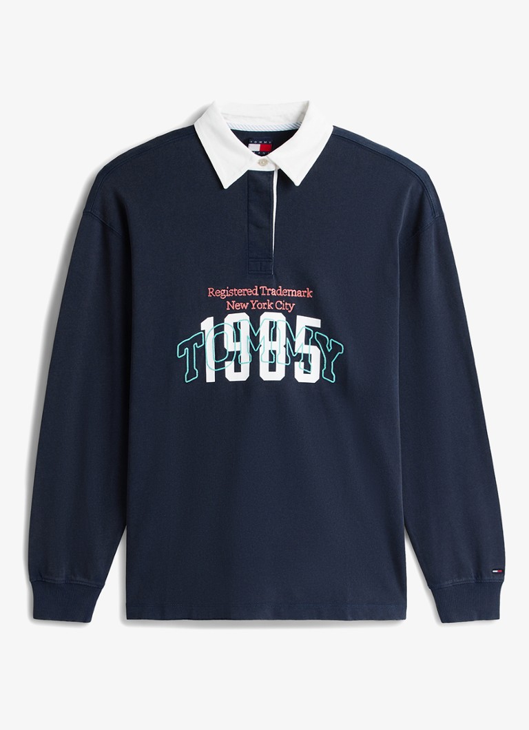 Tommy Hilfiger Dames Sweater met logoprint in de kleur Donkerblauw