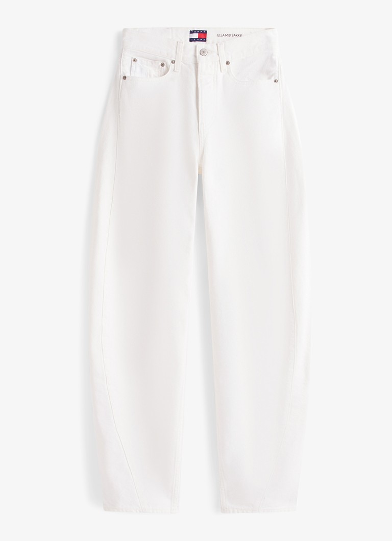 Tommy Hilfiger Dames Ella Barrel mid waist wide leg jeans met gekleurde wassing in de kleur Wit