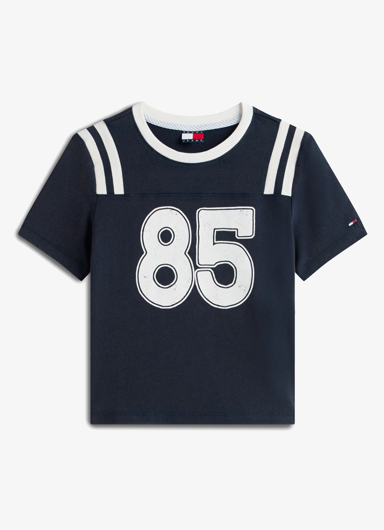 Tommy Hilfiger Dames T-shirt met logo in de kleur Donkerblauw